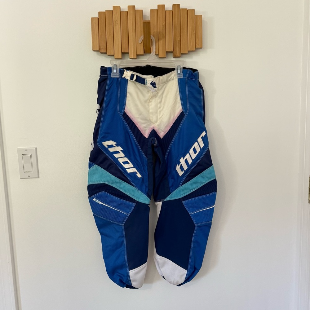 Thor Blue and White Motocross Pants, Pant Phase S8Y BL/WT 26